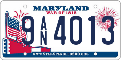 MD license plate 9AN4013