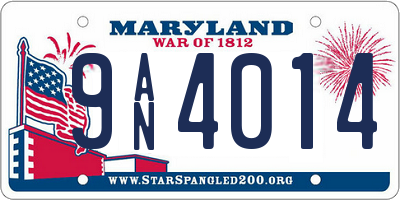 MD license plate 9AN4014