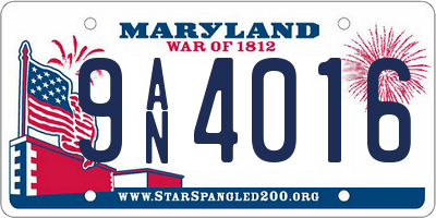 MD license plate 9AN4016