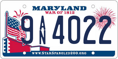 MD license plate 9AN4022