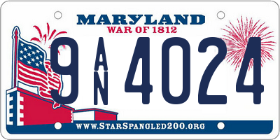 MD license plate 9AN4024