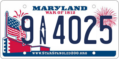 MD license plate 9AN4025