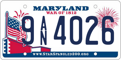 MD license plate 9AN4026