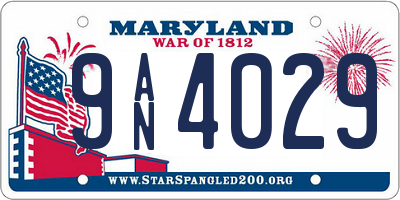 MD license plate 9AN4029