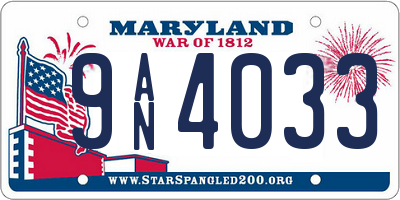 MD license plate 9AN4033
