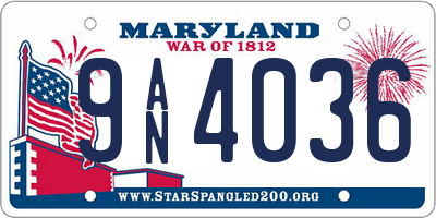 MD license plate 9AN4036