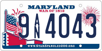 MD license plate 9AN4043