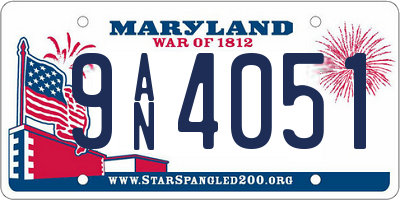 MD license plate 9AN4051