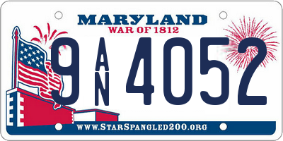 MD license plate 9AN4052