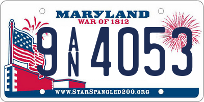 MD license plate 9AN4053