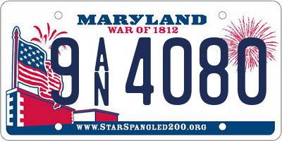 MD license plate 9AN4080