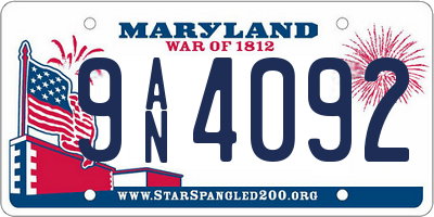 MD license plate 9AN4092