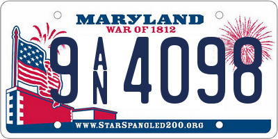 MD license plate 9AN4098