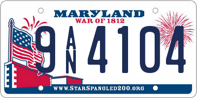 MD license plate 9AN4104