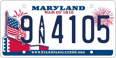 MD license plate 9AN4105