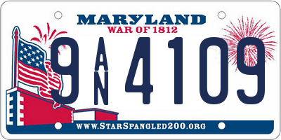 MD license plate 9AN4109