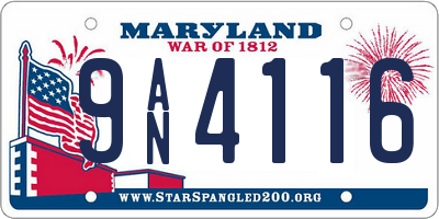 MD license plate 9AN4116