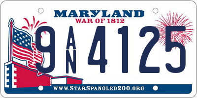 MD license plate 9AN4125