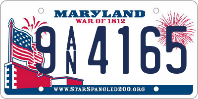 MD license plate 9AN4165