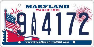 MD license plate 9AN4172