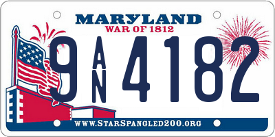 MD license plate 9AN4182