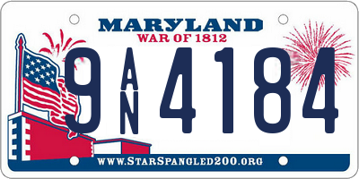 MD license plate 9AN4184
