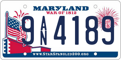 MD license plate 9AN4189