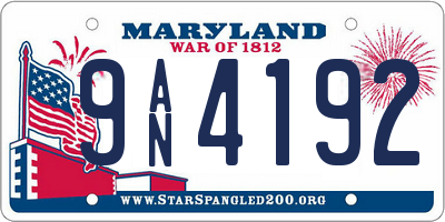 MD license plate 9AN4192