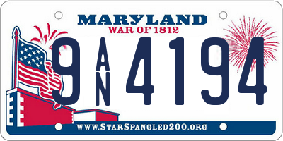 MD license plate 9AN4194