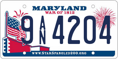 MD license plate 9AN4204