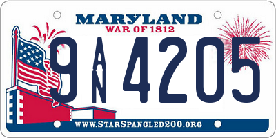 MD license plate 9AN4205