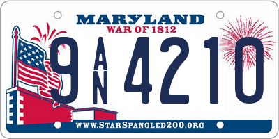 MD license plate 9AN4210