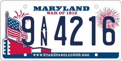 MD license plate 9AN4216