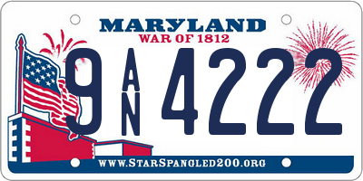 MD license plate 9AN4222