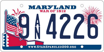 MD license plate 9AN4226