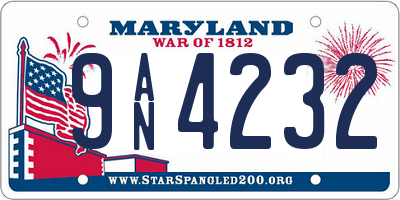 MD license plate 9AN4232
