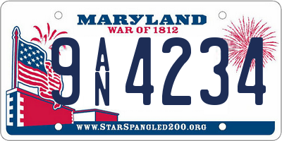 MD license plate 9AN4234