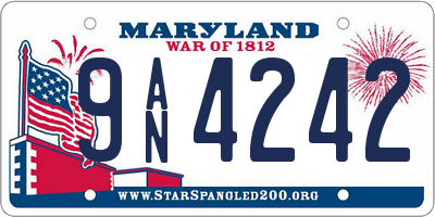 MD license plate 9AN4242