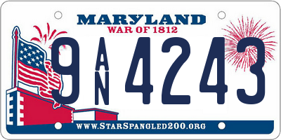 MD license plate 9AN4243