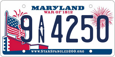 MD license plate 9AN4250