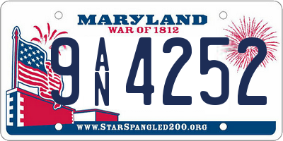 MD license plate 9AN4252