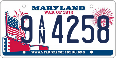 MD license plate 9AN4258