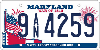 MD license plate 9AN4259
