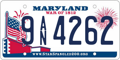 MD license plate 9AN4262