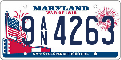 MD license plate 9AN4263