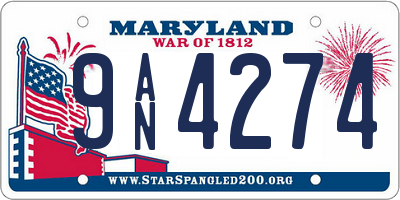 MD license plate 9AN4274