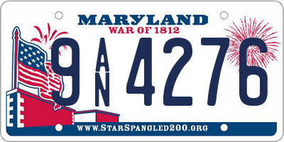 MD license plate 9AN4276