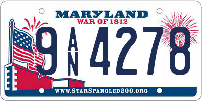 MD license plate 9AN4278