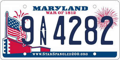 MD license plate 9AN4282