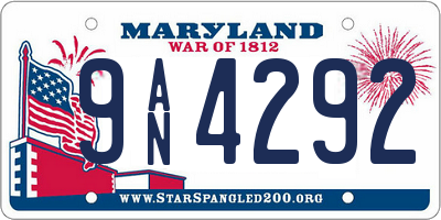MD license plate 9AN4292